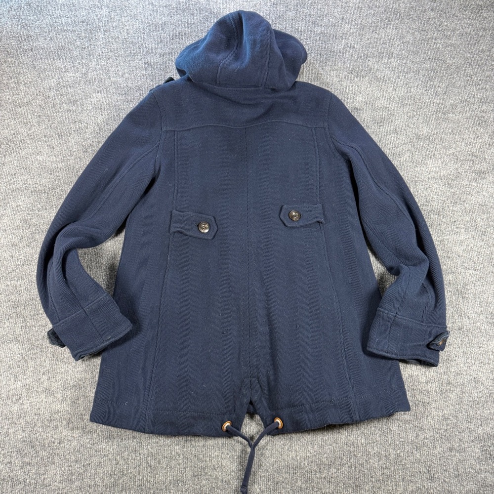 Ruehl No. 925 Hooded Peacoat Wool Blend Navy Blue Size Medium Dark Academia - Picture 9 of 14